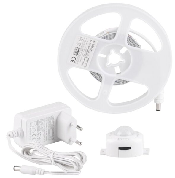 Zestaw taśma LED 12V 2m z zasilaczem i czujnikiem PIR 4000K IP20 316394 Polux