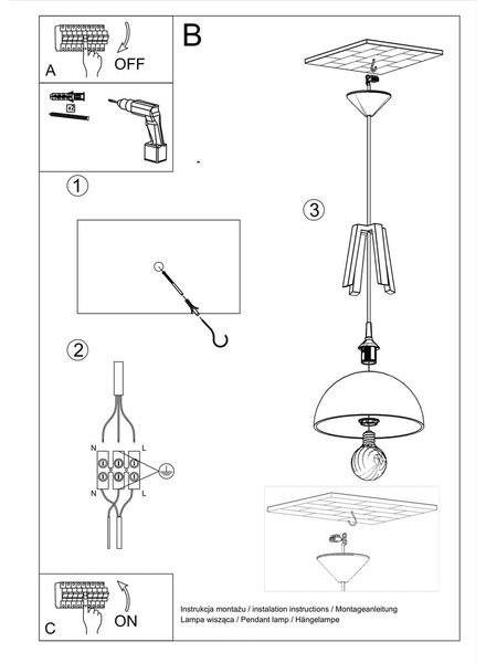 Czarno-beżowa lampa wisząca Sollux Olla