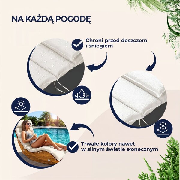 Mata na leżak saunowy BALI, 58x7x177cmcm, beżowa Detex
