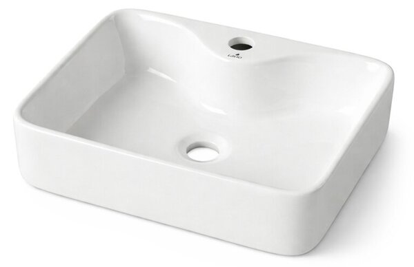 Umywalka nablatowa prostokątna AURA ceramiczna 47 cm Biała
