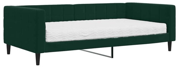 Sofa z materacem do spania, ciemnozielona, 100x200 cm, aksamit