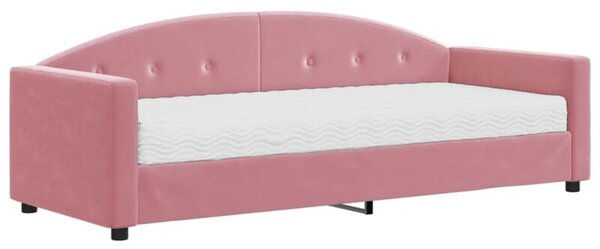 Sofa z materacem do spania, różowa, 80x200 cm, aksamit