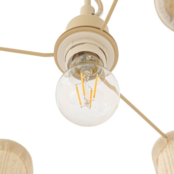 Lampa wisząca Lorna Lindby, możliwość ściemniania, kremowy / amber, salon / jadalnia, tkanina / materiał / jedwab, design