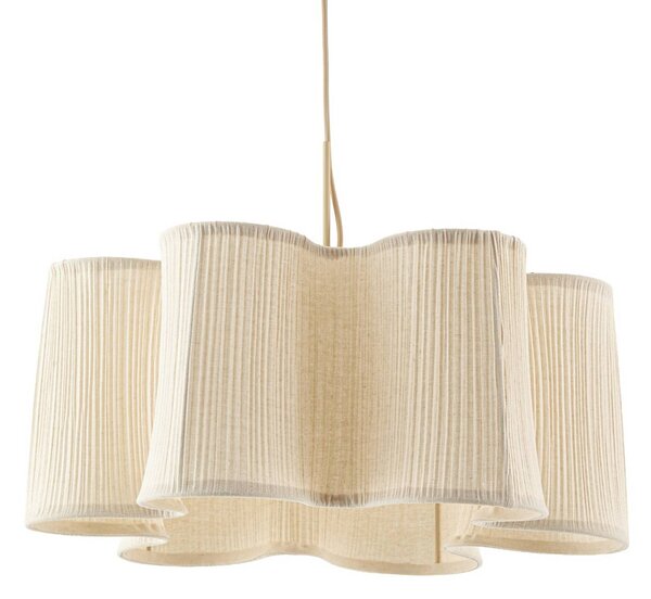 Lampa wisząca Lorna Lindby, możliwość ściemniania, kremowy / amber, salon / jadalnia, tkanina / materiał / jedwab, design