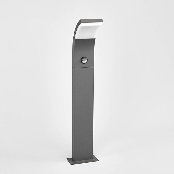Słupek ogrodowy LED Lucande Timm, z czujnikiem, 60 cm, antracyt, IP54 Timm, czarny, aluminium, nowoczesny