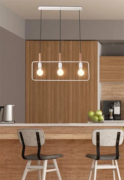 Biała potrójna lampa wisząca w stylu industrialnym - 3X D224 T0-T66