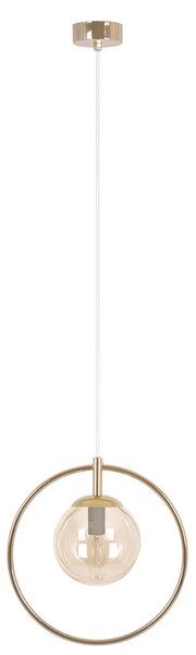 Lampa wisząca ze złotą obręczą z bursztynowym kloszem - A667 F1-P42