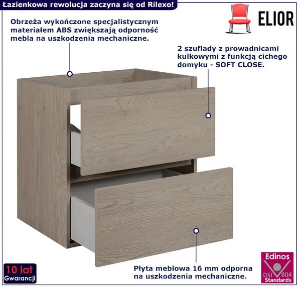Wisząca szafka łazienkowa ciemny dąb 60 cm R6-D50