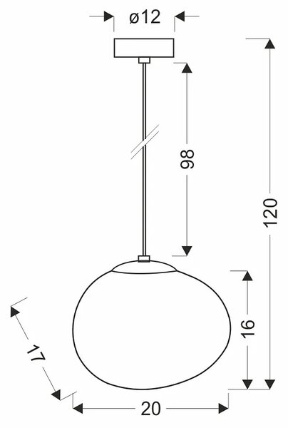 Loftowa czarna lampa wisząca z mlecznym kloszem 20 cm - D206 M0-A36
