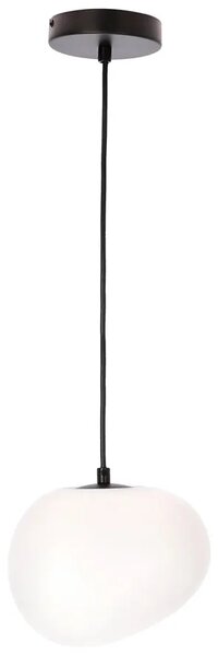 Loftowa czarna lampa wisząca z mlecznym kloszem 20 cm - D206-Flavex