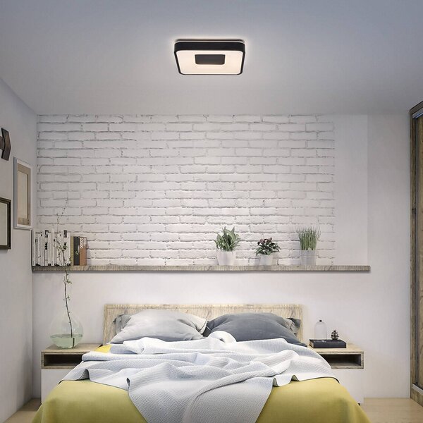 OSRAM Lampa sufitowa ORBIS PIANA, możliwość ściemniania, czarny, salon / jadalnia, metal, nowoczesny