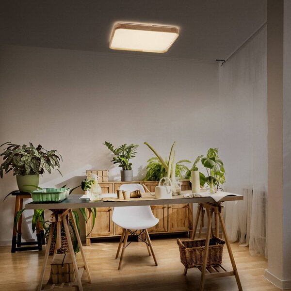 OSRAM Lampa sufitowa ORBIS ALICIA, możliwość ściemniania, jasne drewno, salon / jadalnia, metal, nowoczesny