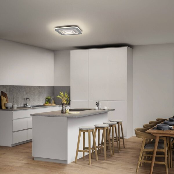 OSRAM Lampa sufitowa ORBIS SPIRAL SQUARE, możliwość ściemniania, aluminiowy / szary / cynkowy, salon / jadalnia, metal, nowoczesny
