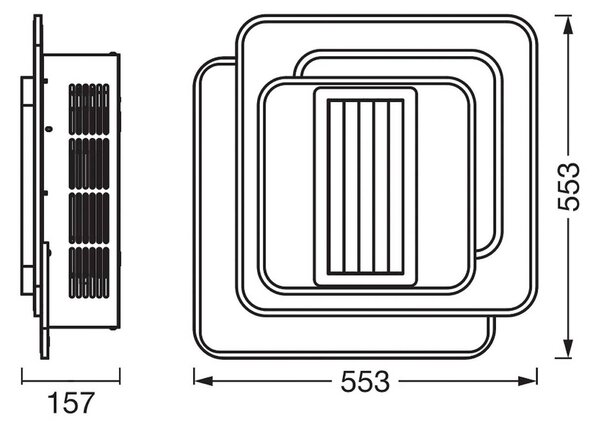 OSRAM Wentylator sufitowy LED GRILL 55x55 cm, biały, z pilotem GRILL, możliwość ściemniania, biały / opal, salon / jadalnia, metal, nowoczesny