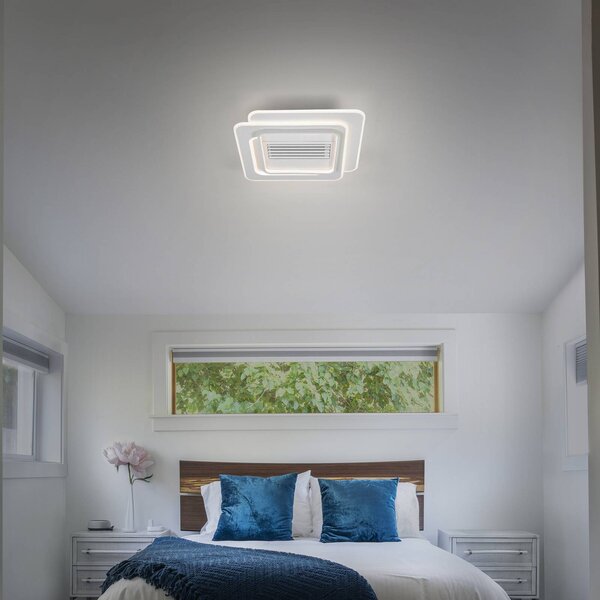 OSRAM Wentylator sufitowy LED GRILL 55x55 cm, biały, z pilotem GRILL, możliwość ściemniania, biały / opal, salon / jadalnia, metal, nowoczesny