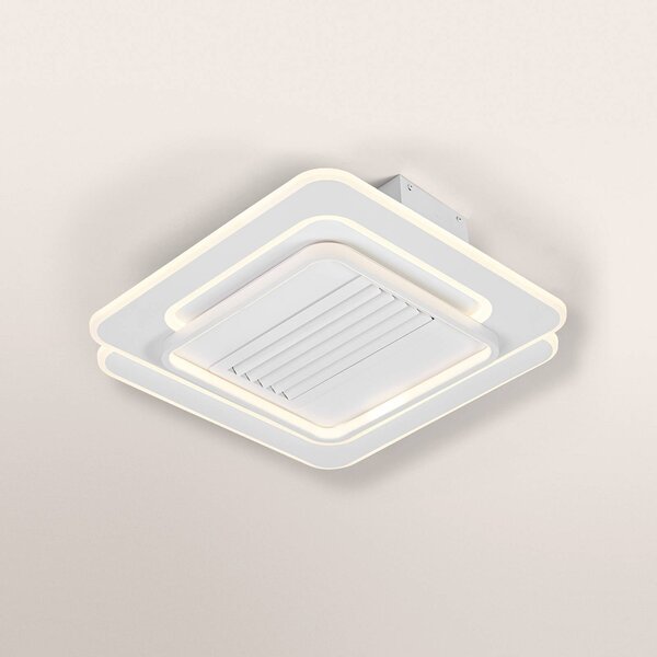 OSRAM Wentylator sufitowy LED GRILL 55x55 cm, biały, z pilotem GRILL, możliwość ściemniania, biały / opal, salon / jadalnia, metal, nowoczesny