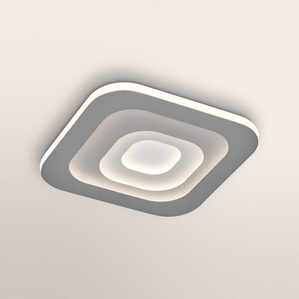 OSRAM Lampa sufitowa ORBIS SPIRAL SQUARE, możliwość ściemniania, aluminiowy / szary / cynkowy, salon / jadalnia, metal, nowoczesny