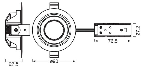 OSRAM Zestaw 3 spotów wpuszczanych LED OSRAM, 2 700 K, 120°, mosiądz, średnica 9 cm, mosiężny / złoty, salon / jadalnia, aluminium, nowoczesny
