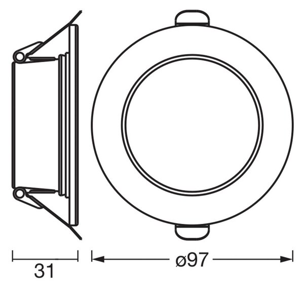 OSRAM Oprawa wpuszczana LED ESSENTIAL, biała, Ø 9,7 cm, IP44, zestaw 3 sztuki ESSENTIAL, biały / opal, łazienka, metal