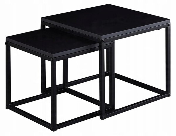Zestaw 2 stolików kawowych 50 x 50 cm kolor czarny FURNITEX ZY-07