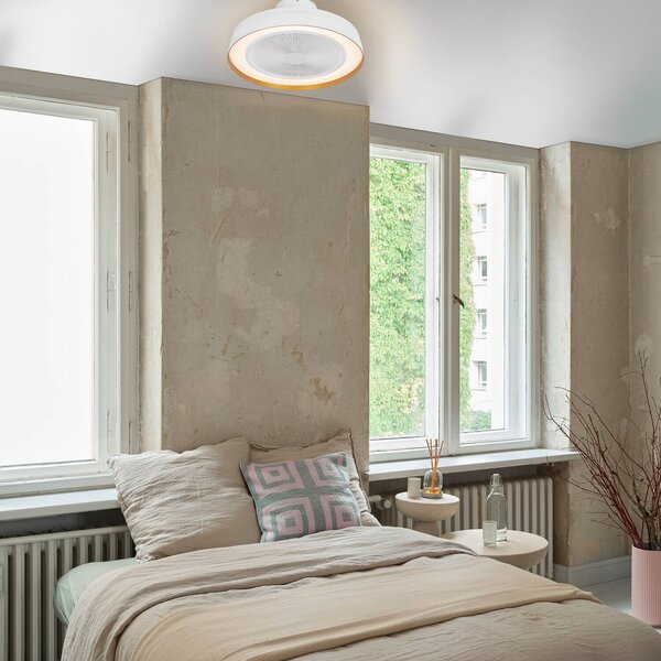 OSRAM Wentylator sufitowy LED ENCAPSULATE, Ø 48 cm, biały, CCT możliwość ściemniania, biały / opal, salon / jadalnia, tworzywo sztuczne, nowoczesny