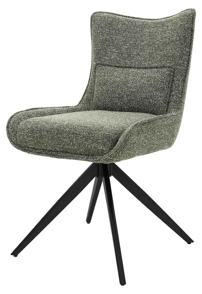 Krzesło ML-Design do jadalni, obrotowe, krzesło kuchenne, tapicerowane tkaniną, krzesło z oparciem, obrotowe o 360 stopni, tapicerowane krzesło, nowoczesne fotele, kolor: zielony