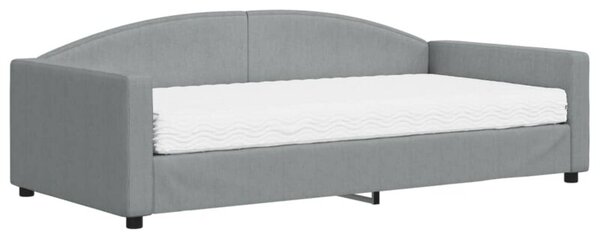 Sofa z materacem do spania, jasnoszara, 100x200 cm, tkanina