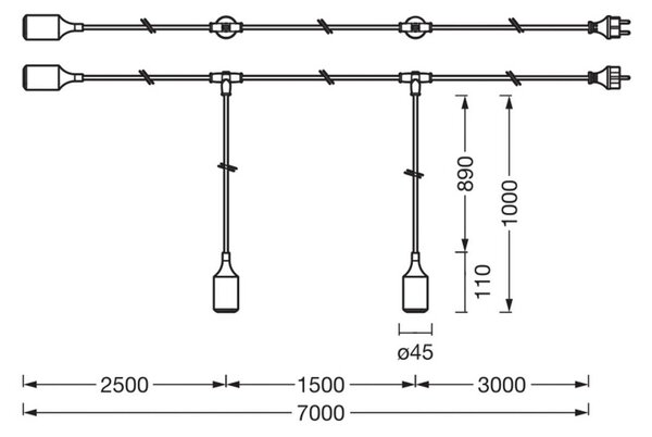 OSRAM Łańcuch świetlny ENDURA DECOR, żółty, 7 m, 3-punktowy, IP44 DECOR, żółty / pomarańczowy, tworzywo sztuczne