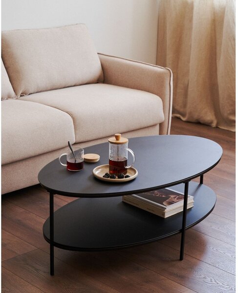 Czarny stolik ze szklanym blatem 65x110 cm Fideia – Kave Home