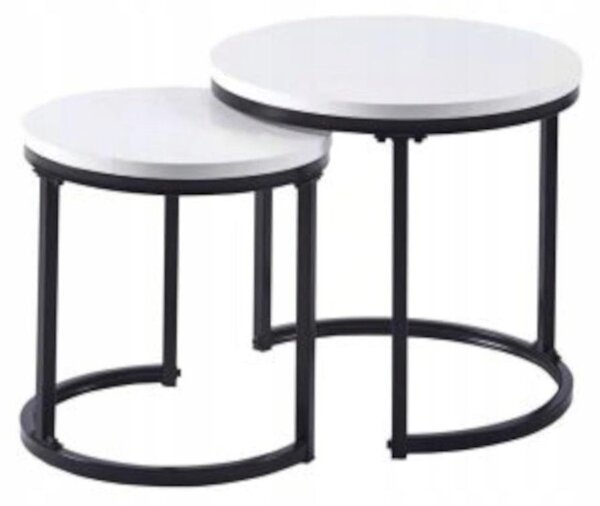 Zestaw 2 stolików kawowych 50 x 50 cm kolor biały FURNITEX ZY-08