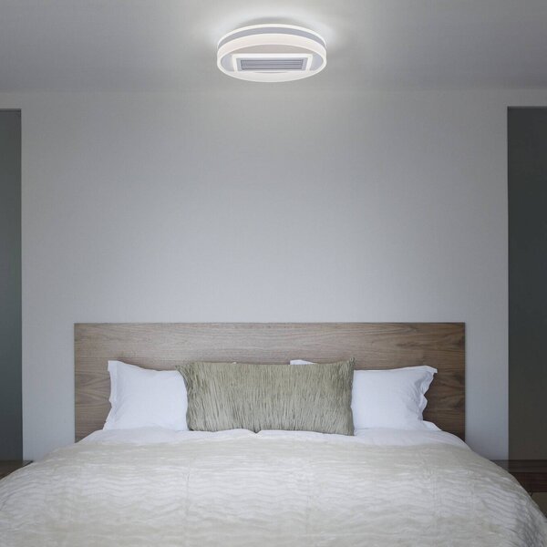 OSRAM Wentylator sufitowy LED GRILL, Ø 50 cm, biały, z pilotem możliwość ściemniania, biały / opal, salon / jadalnia, metal, nowoczesny