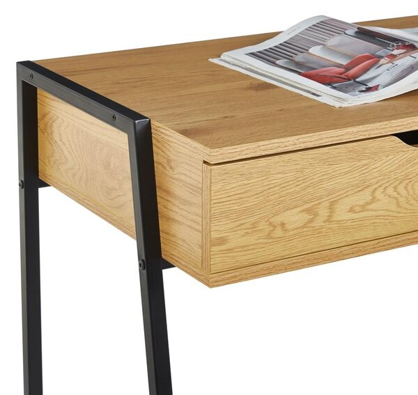 Biurko z szufladą komputerowe 100 x 45 cm kolor dąb naturalny FURNITEX B17-FX