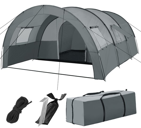 Tectake 404825 namiot tunelowy roskilde dla 6 osób - jasnoszary/ciemnoszary