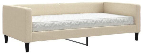 Sofa z materacem do spania, kremowa, 100x200 cm, tkanina