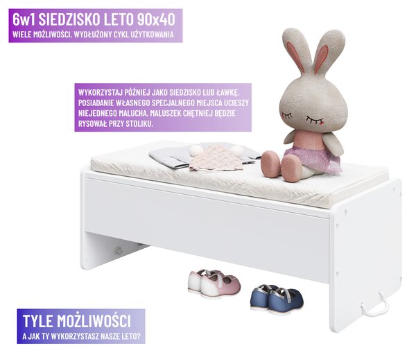 Białe Łóżeczko 6w1 Lula Baby 90×40 – dostawka, kosz Mojżesza, biurko