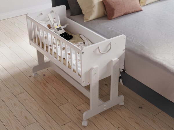 Białe Łóżeczko 6w1 Lula Baby 90×40 – dostawka, kosz Mojżesza, biurko