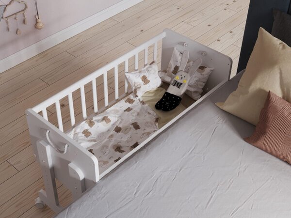 Białe Łóżeczko 6w1 Lula Baby 90×40 – dostawka, kosz Mojżesza, biurko