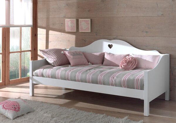 Białe łóżko dziecięce z litego drewna sosnowego z wysuwanym łóżkiem ze schowkiem 90x200 cm AMORI – Vipack