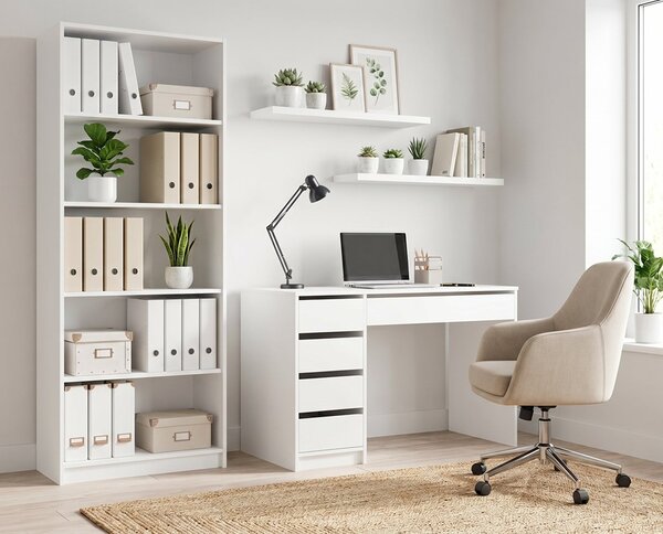 Białe biurko z szufladami 120 cm | Umeblowana.com