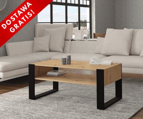 Stolik kawowy loft ława artisan z czarnym | Umeblowana.com