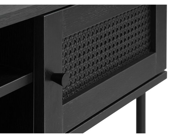 Czarna szafka pod TV w dekorze dębu 120x43 cm Pensacola – Unique Furniture