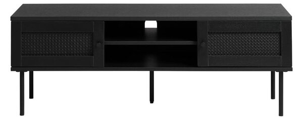 Czarna szafka pod TV w dekorze dębu 120x43 cm Pensacola – Unique Furniture