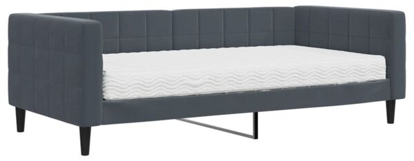 Sofa z materacem do spania, ciemnoszara, 90x190 cm, aksamit