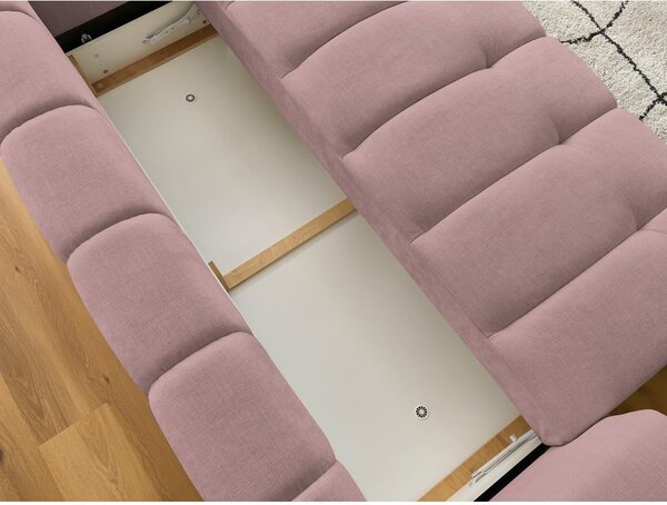 Różowa rozkładana/ze schowkiem sofa 251 cm Fuji – Bobochic Paris