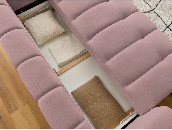 Różowa rozkładana/ze schowkiem sofa 251 cm Fuji – Bobochic Paris