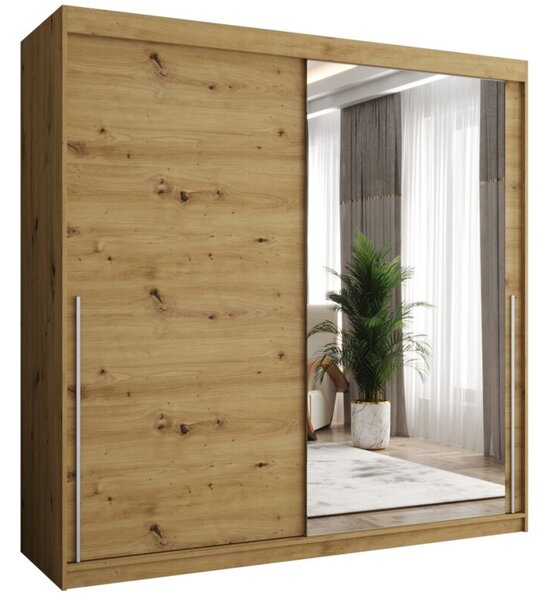 Szafa przesuwna z lustrem Garderoba SIMA T2 200 artisan + u. srebrny