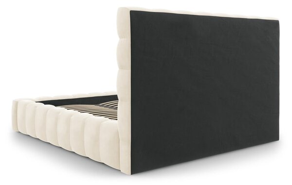 Beżowe tapicerowane łóżko dwuosobowe ze schowkiem i stelażem 200x200 cm Bali – Cosmopolitan Design