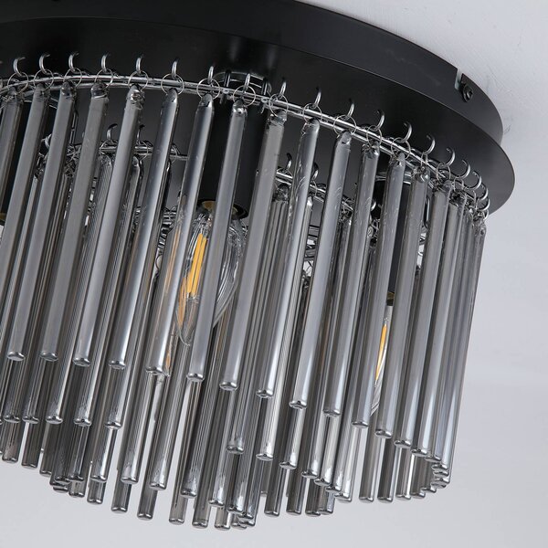 Searchlight Lampa sufitowa Swizzle, możliwość ściemniania, aluminiowy / szary / cynkowy, salon / jadalnia, szkło