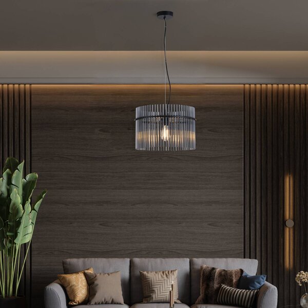 Searchlight Lampa wisząca Swizzle, możliwość ściemniania, aluminiowy / szary / cynkowy, salon / jadalnia, szkło