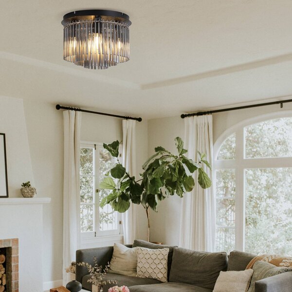 Searchlight Lampa sufitowa Swizzle, możliwość ściemniania, aluminiowy / szary / cynkowy, salon / jadalnia, szkło